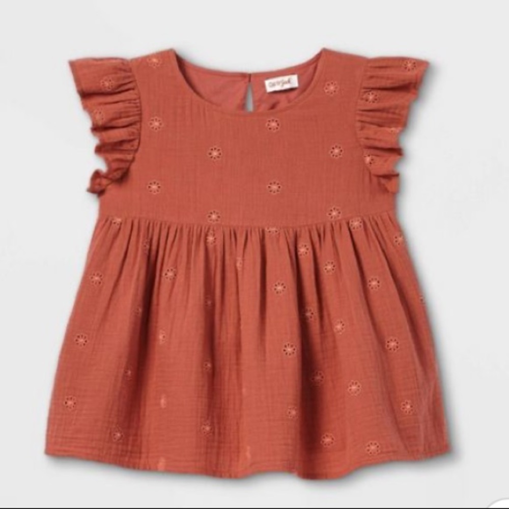 Cat & Jack Eyelet 100% Cotton Flutter Top - Picture 1 of 5